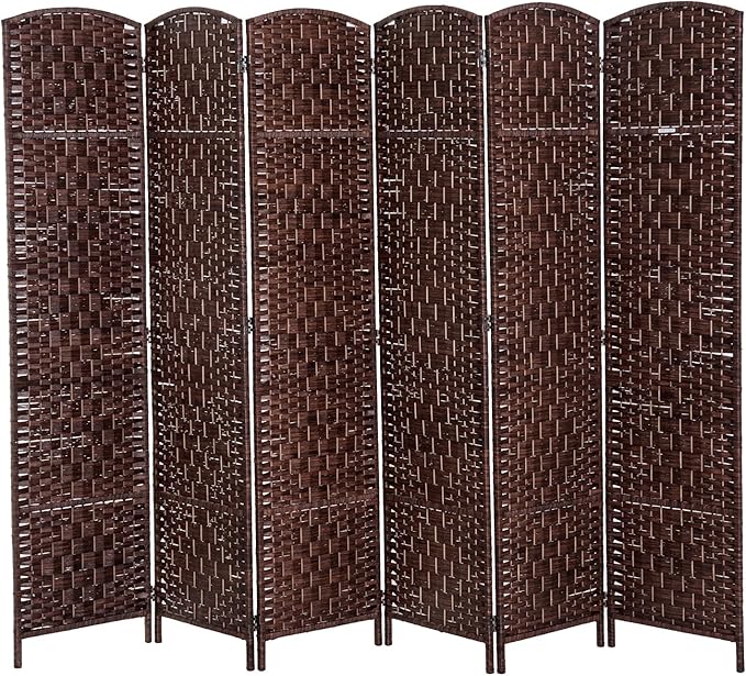 HOMCOM Room Divider, 6 Panel Folding Privacy Screen, 6FT Tall Portable Wicker by HOMCOM