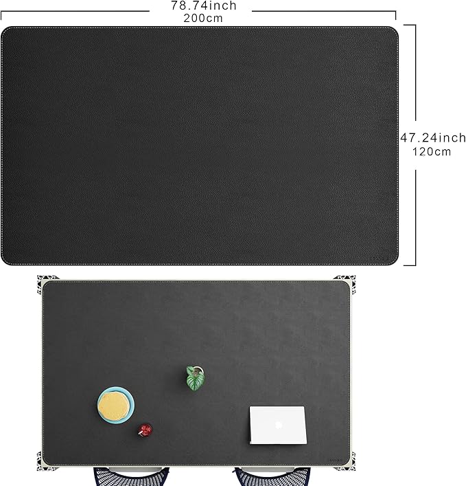CENNBIE HUGE200 78.8" x 47" Black Leather Desk Mat - Image 2