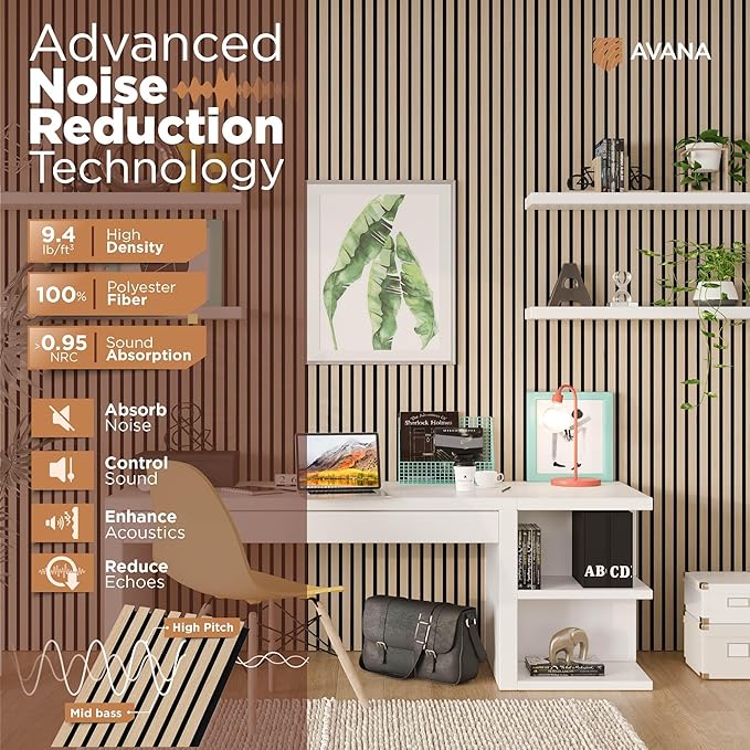 Avana Acoustic Wood Wall Panels – 94.4 x 12.6 Inch White Oak Acoustic Panels 4 - Image 5