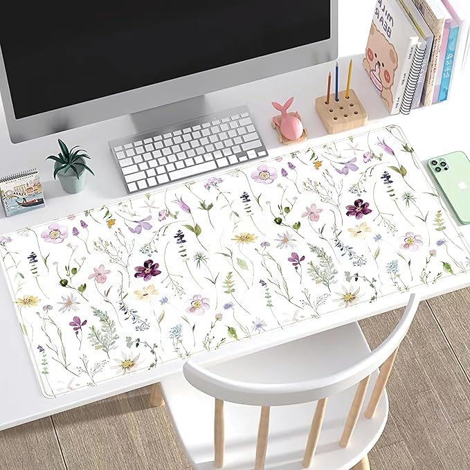 Cute Flower Mouse Pad Aesthetic Desk Mat Plants Large Extended Gaming Mousepad - Image 7