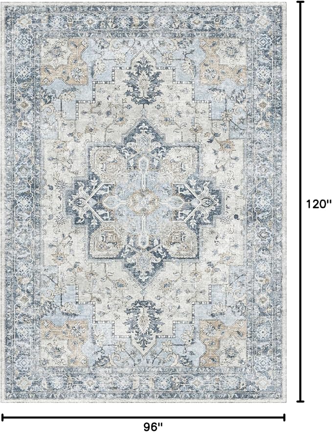 GENIMO 8x10 Area Rugs for Living Room, Machine Washable Non Slip Vintage Rugs - Image 2
