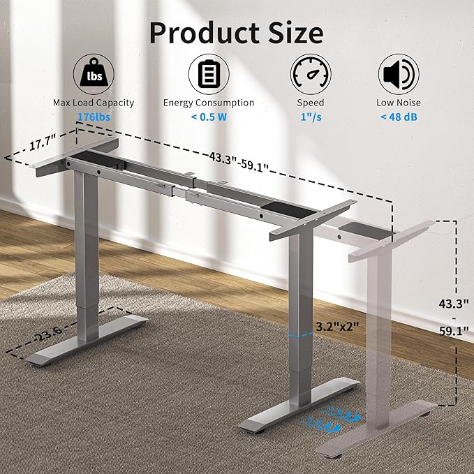 BIZUM Dual Motor Electric Standing Desk Frame - Image 2