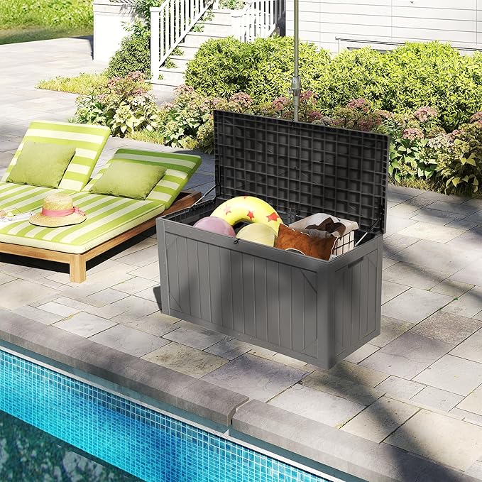 Decksplore 100 Gallon Outdoor Storage Box Waterproof, Lockable Resin Deck Box - Image 2