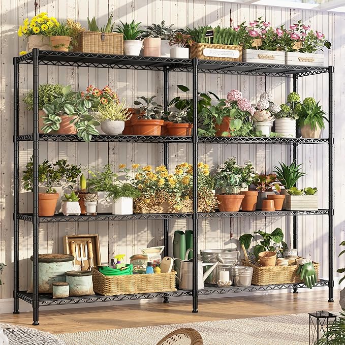 REIBII 61.7''W Storage Shelves Load 1220LBS Wire Shelving Unit 4 Tier Metal - Image 8