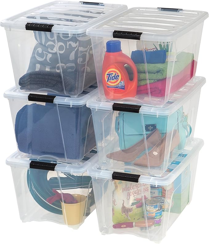 IRIS USA 54 Qt Stackable Plastic Storage Bins by IRISUSA