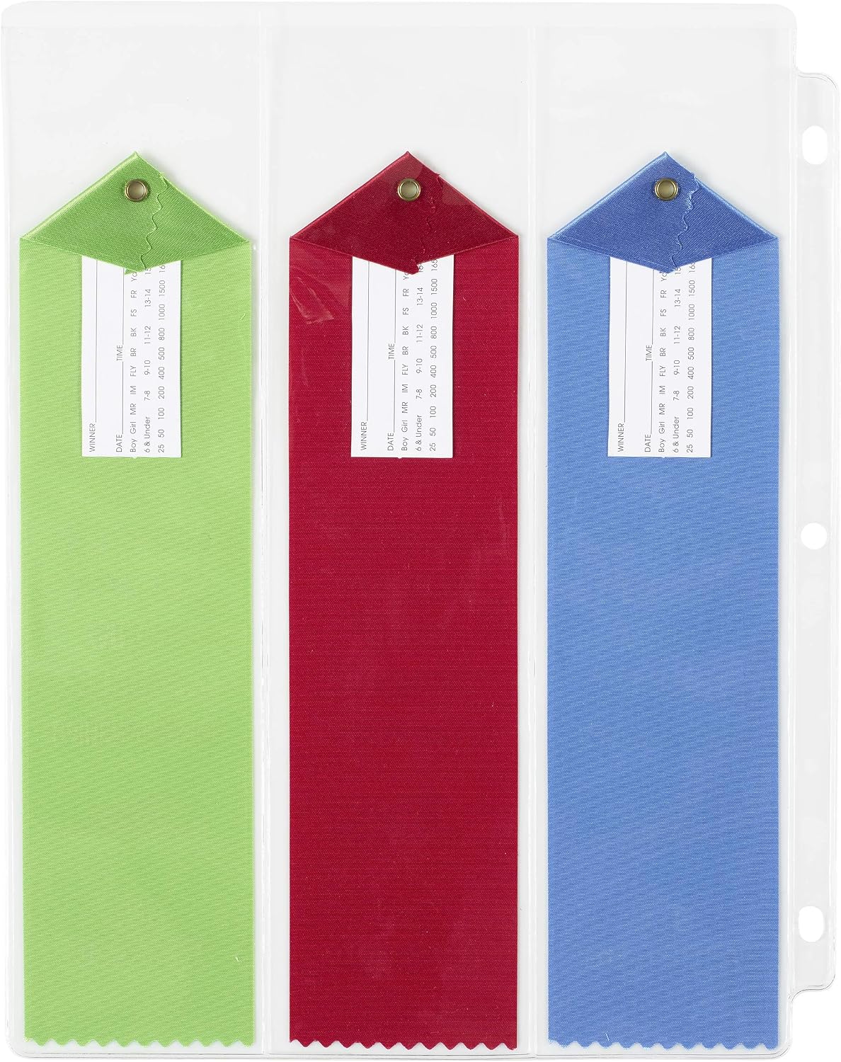 10 Swimming Large Ribbon Award Binder Pages Organizer Holder Storage – USA | Ribbons up to 2.5”x11” Thick Robust Crystal Clear Display Original USA Inventor Track Gymnastics Dog Shows Sport Competition
