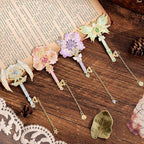 4pcs Metal Bookmarks Set for Reading Women and Men, Enchanted Floral Wing Key - Image 5