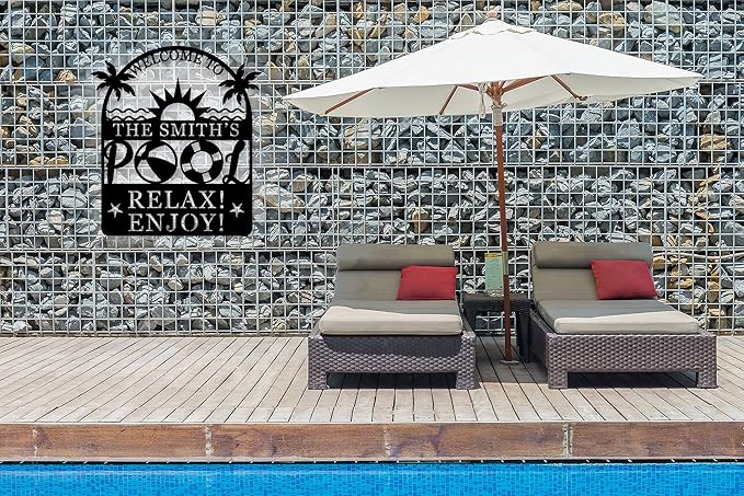 Personalized Pool Sign, Pool Gift, Custom Pool Decor, Custom Metal Pool Sign - Image 8