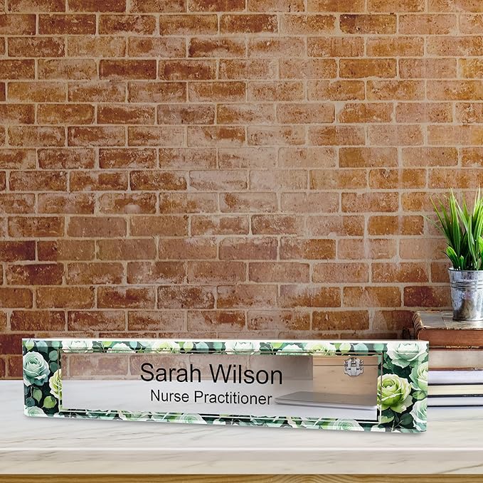 Signs ByLITA Floral Pattern Customized Nameplate | Sage Rose Personalized Full - Image 2