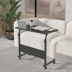 DlandHome Side Table 31.4 Inches w/Tablet Slot & Wheels Adjustable C Table - Image 6