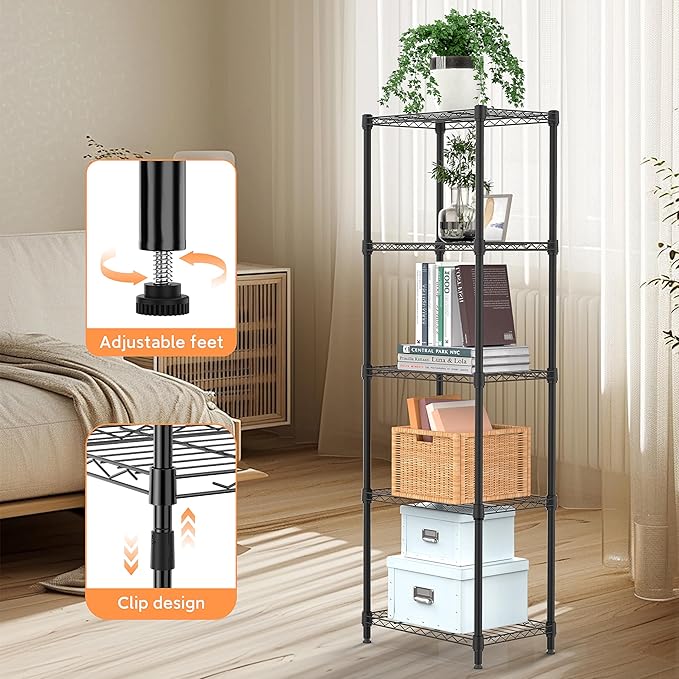 M MZG 5 Tiers Shelf Metal Storage Shelves Wire Rack Closet Organizers - Image 5