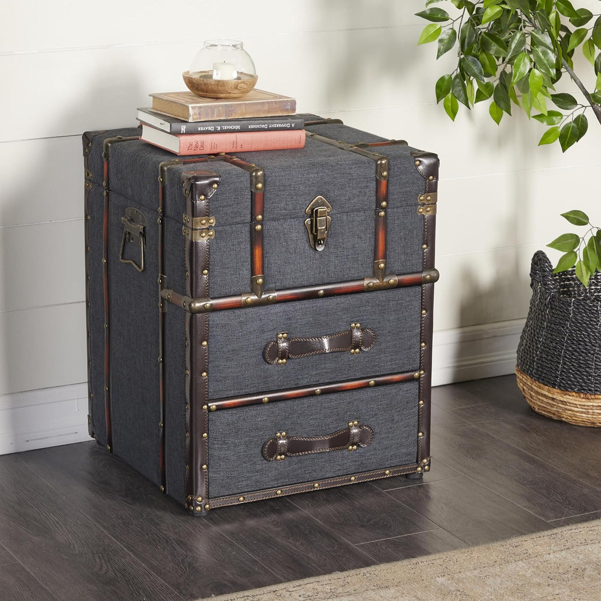 Deco 79 Linen Accent Cabinet, 18" x 18" x 22", Textured Blue