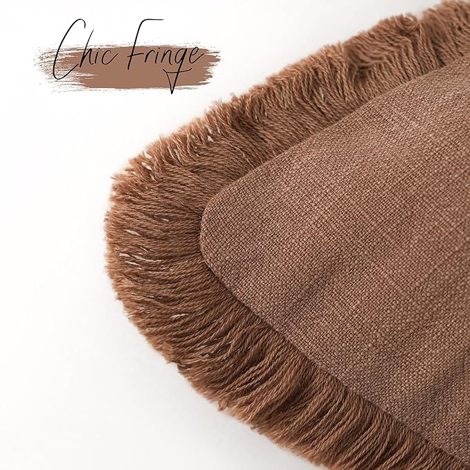 Foindtower Set of 2 Decorative Linen Fringe Lumbar Throw Pillow Covers Boho - Image 3