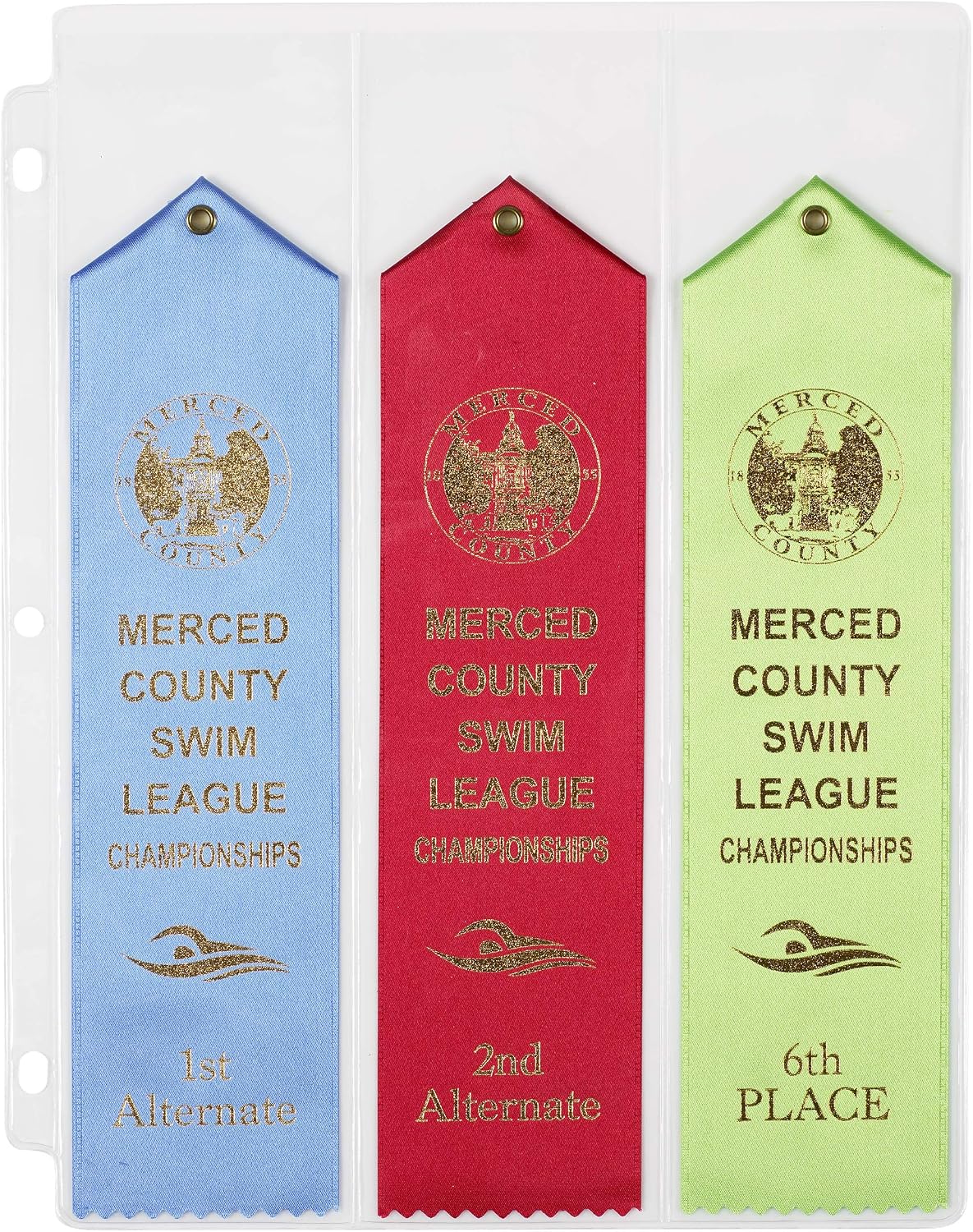 10 Swimming Large Ribbon Award Binder Pages Organizer Holder Storage – USA | Ribbons up to 2.5”x11” Thick Robust Crystal Clear Display Original USA Inventor Track Gymnastics Dog Shows Sport Competition