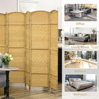HOMCOM 6 Panel Room Divider, Hand-Woven Freestanding Wall Partition - Image 6