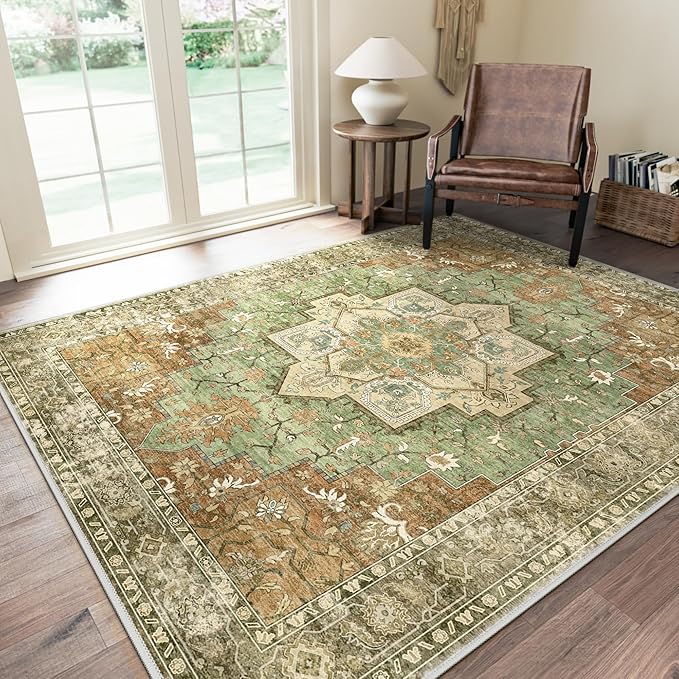 GENIMO 8x10 Area Rugs for Living Room, Machine Washable Rug, Non Slip Indoor by GENIMO