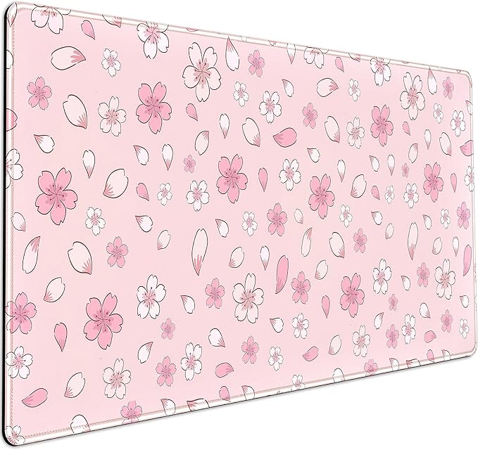 LuckyCow Pink Cherry Blossom Large Mouse Pad XXL 31.5''x15.7'', Pastel Anime by LuckyCow