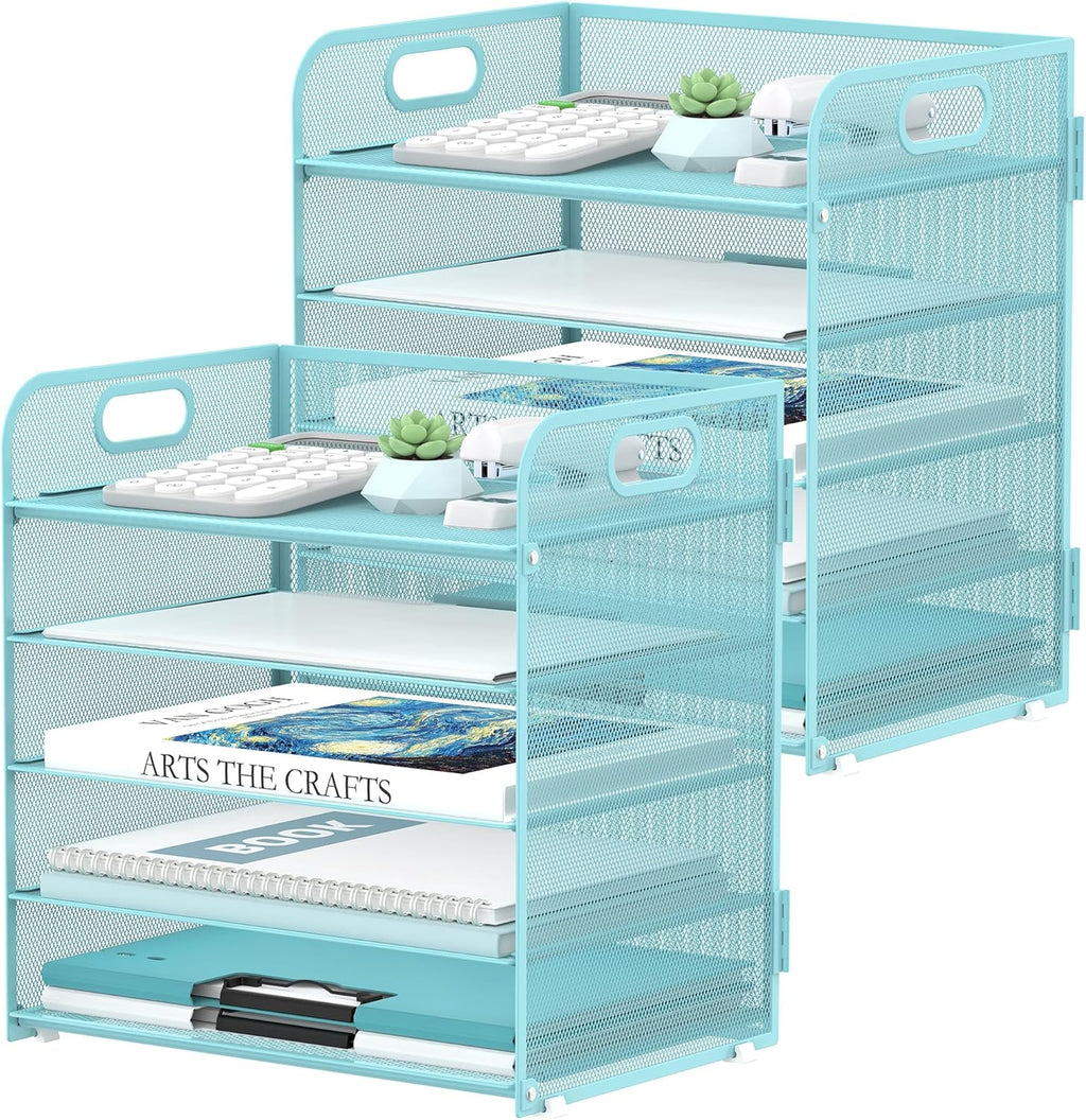 2 Pack 5-Tier Blue Desk Organizer