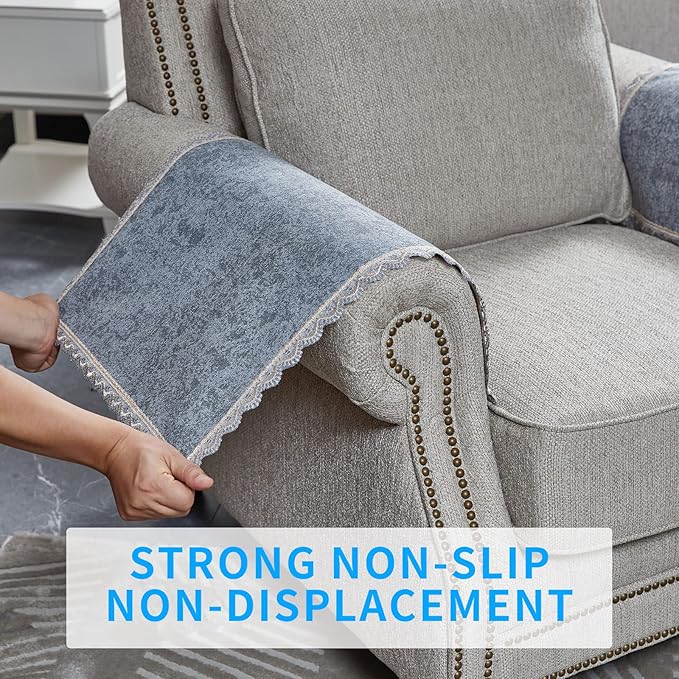 MINJIATEX Couch arm Covers, Non-Slip lace Sofa arm Covers Set of 2 Washable - Image 4