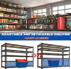 ROOMFAVE 60" W Garage Shelving 72" H Metal Shelving 3500LBS Storage Shelves - Image 5