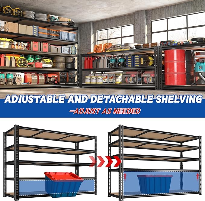 ROOMFAVE 3500LBS Garage Shelving 60" W Metal Shelving 72" H Storage Shelves - Image 5
