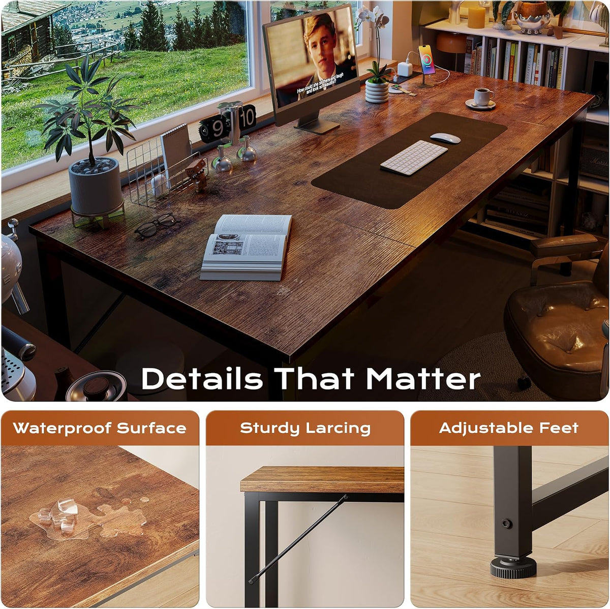 PRAISUN 63 X 30 Inch Extra Deep Desk with Power Outlets