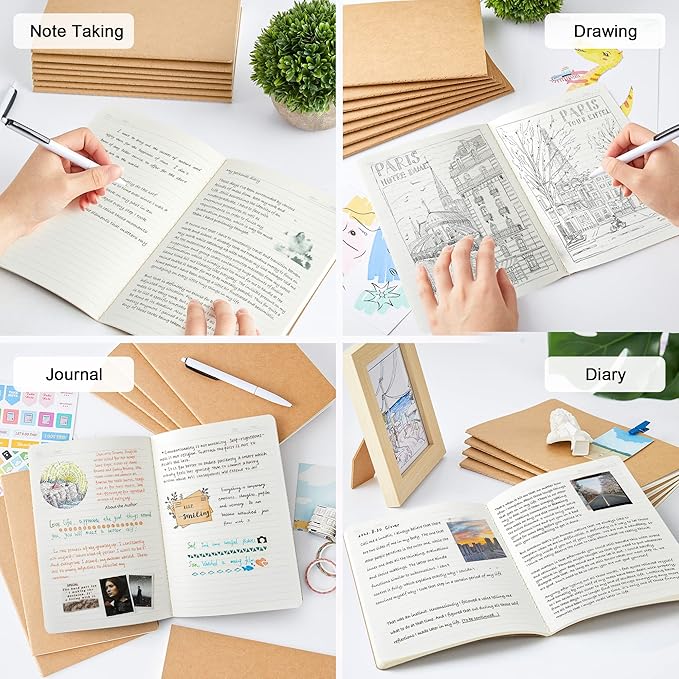 feela 60 Pack Kraft Notebooks Bulk, Lined Travel Journals Note Pad Notebooks - Image 5