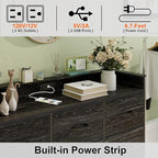 Welfuturer Black Dresser with LED Light 12 Drawers Dresser with Charging - Image 4