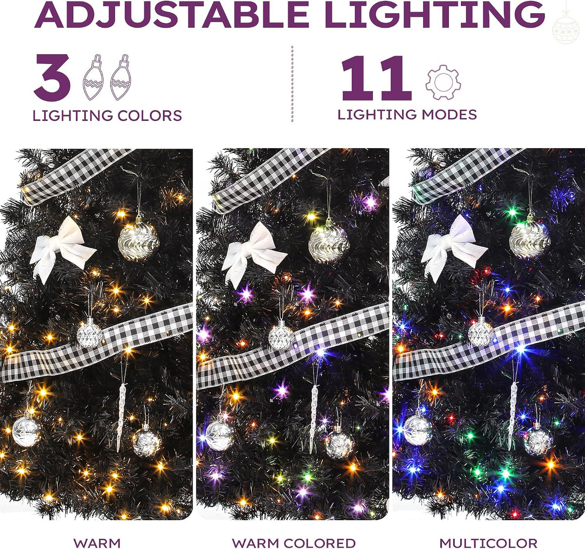 YITAHOME Prelit Black Halloween Christmas Tree 6ft with Remote