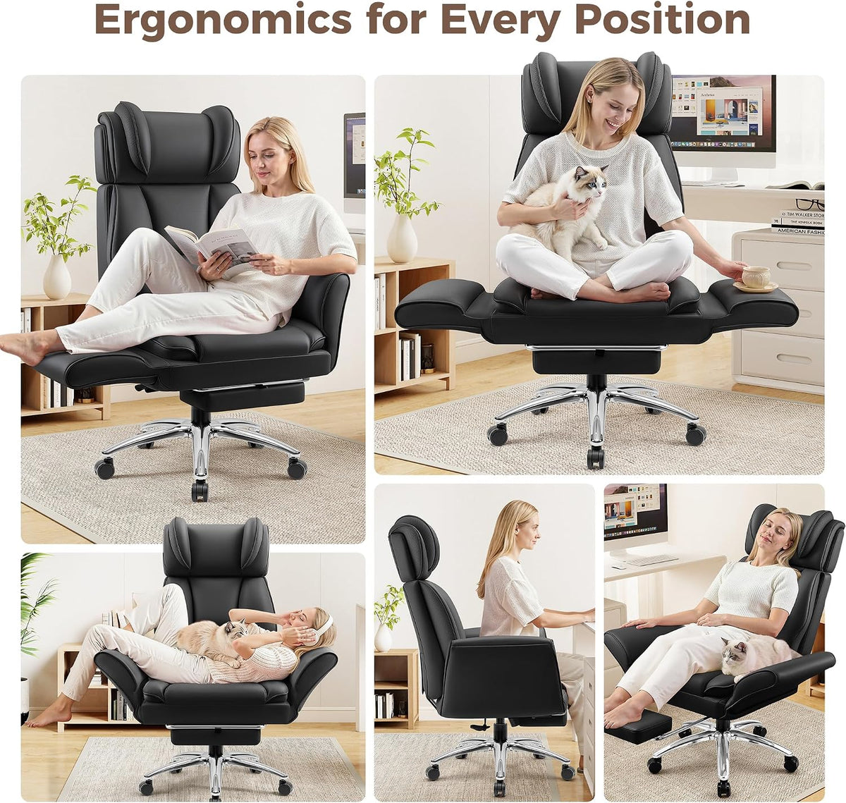 Big and Tall Office Chair, Flip Armrests for Pets & Cross Legged Sitting,...