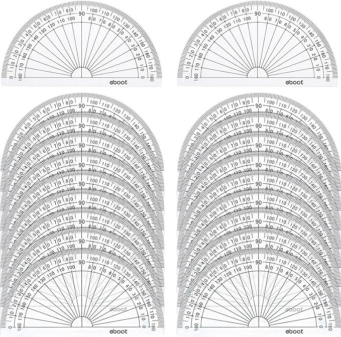 20 Pack Plastic Protractor, 180 Degrees Protractor by eBoot