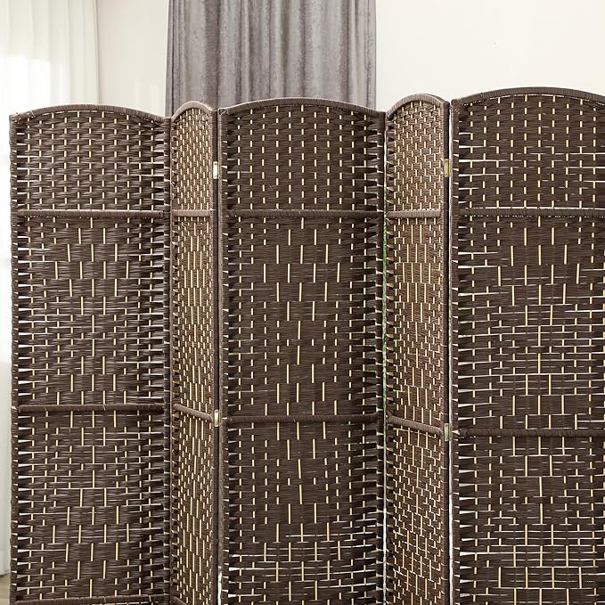 HOMCOM 6 Panel Room Divider, Hand-Woven Freestanding Wall Partition - Image 6