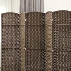 HOMCOM 6 Panel Room Divider, Hand-Woven Freestanding Wall Partition - Image 6
