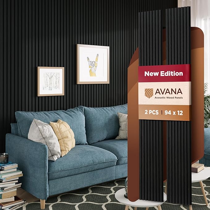 Avana Acoustic Wood Wall Panels – 94.4 X 12.6 Inch Black Oak Acoustic Panels 2 by AvanaHome