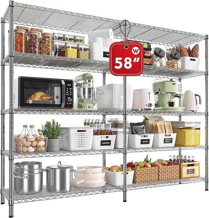 REIBII 58" W Storage Shelves Wire Shelving 1400LB Metal Shelves by REIBII