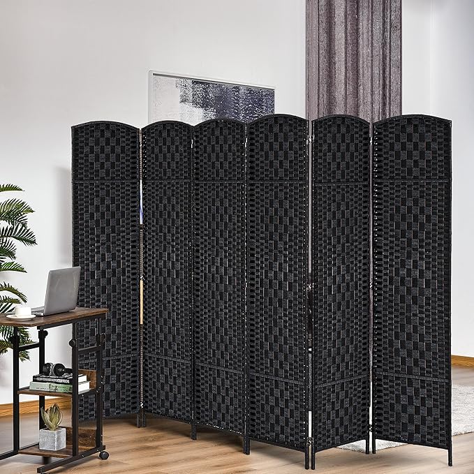 HOMCOM Room Divider, 6 Panel Folding Privacy Screen, 6FT Tall Portable Wicker - Image 2