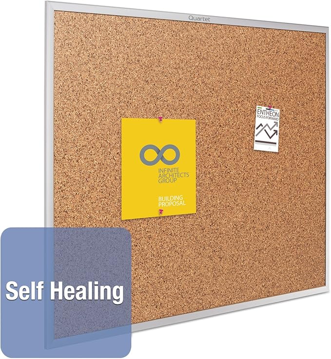 Quartet Cork Board, Bulletin Board, Aluminum Frame - Image 3