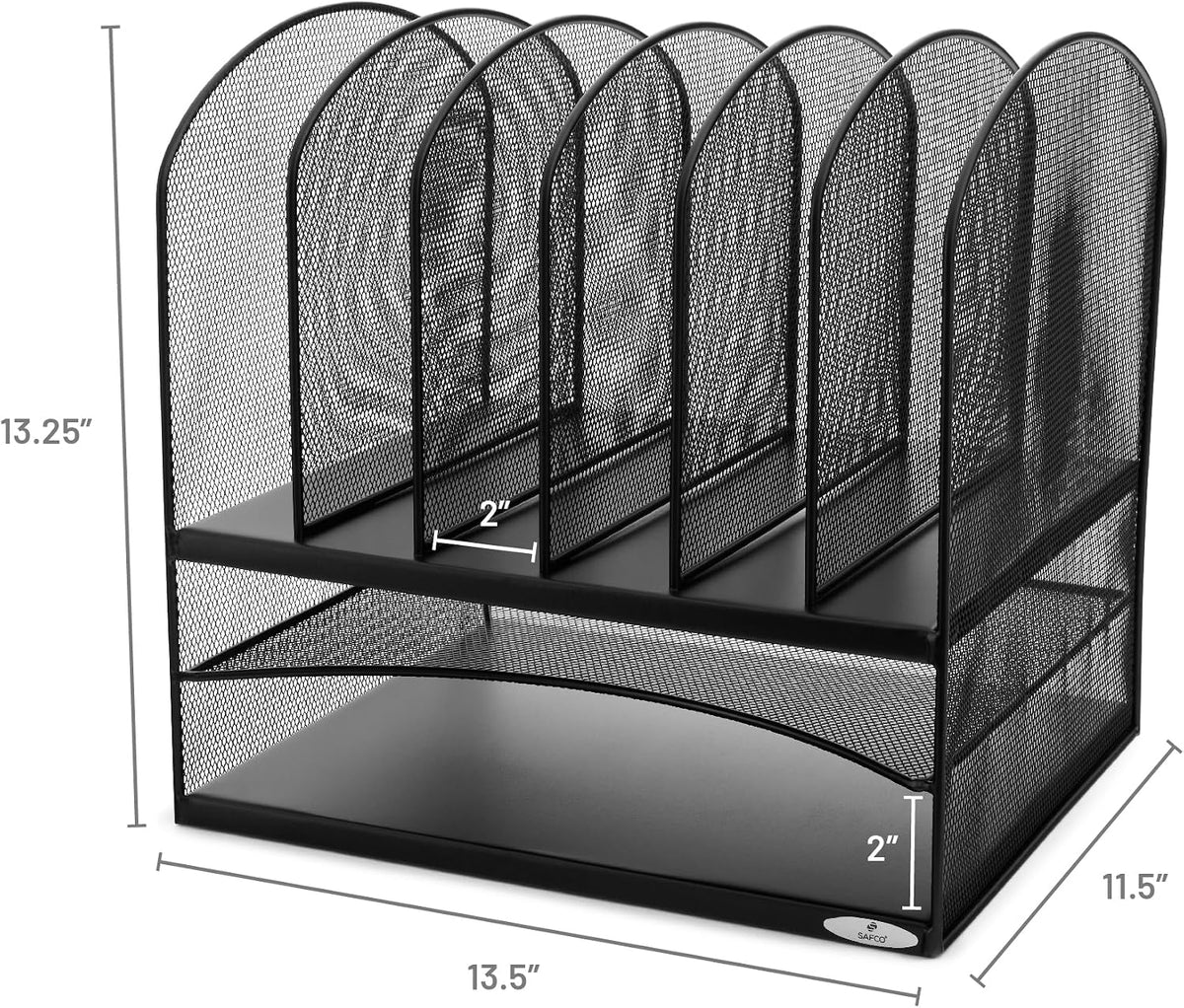 Safco Onyx Desk Organizer, 6 Vertical Compartments and 2 Trays, Office and Cl...
