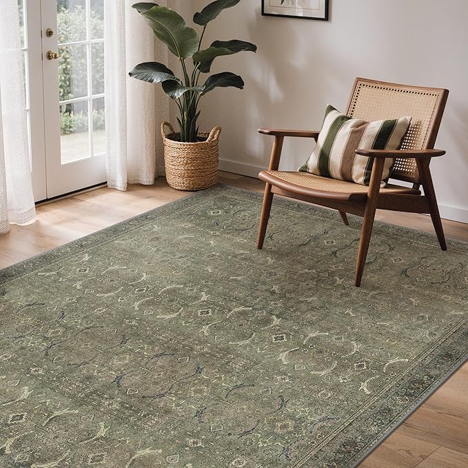 GENIMO 6x9 Area Rugs for Living Room, Machine Washable Non Slip Vintage Rugs by GENIMO
