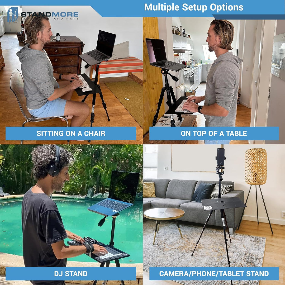 Portable Standing Desk with Keyboard Tray - Ergonomic, Height Adjustable Tabl...
