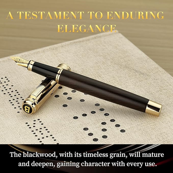 BEILUNER 316 Fountain Pen, Stunning Luxury Blackwood, 24K Gilded Nib, Gorgeous - Image 7