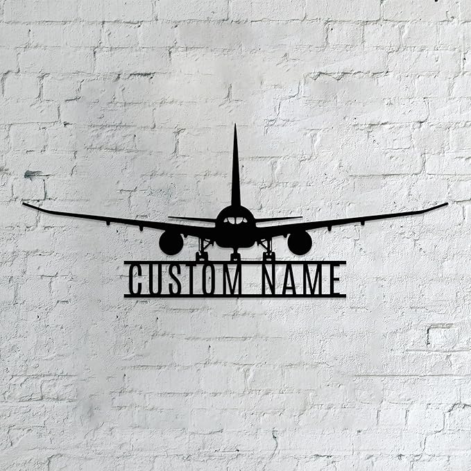 Personalized Metal Airplane Wall Art, Airplane Name Sign, Customized Pilot Name by Unknown