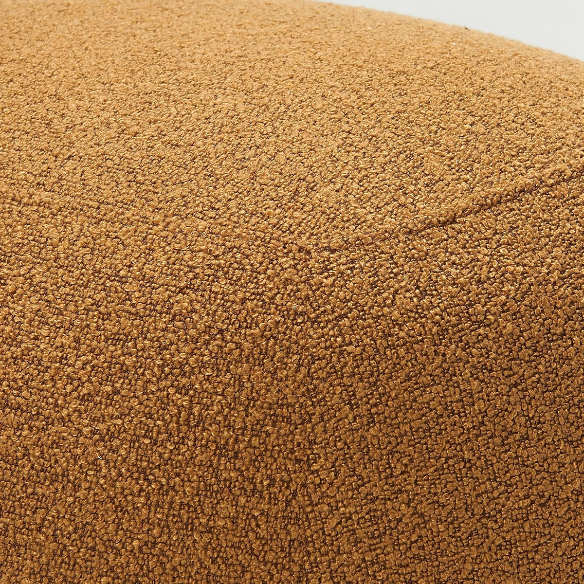 KINWELL Round Boucle Upholstered Ottoman Chair Padded Seat Footstool, Brown