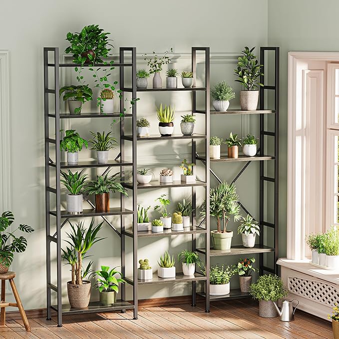 SUPERJARE Triple 6 Tier Bookshelf, Bookcase - Image 2