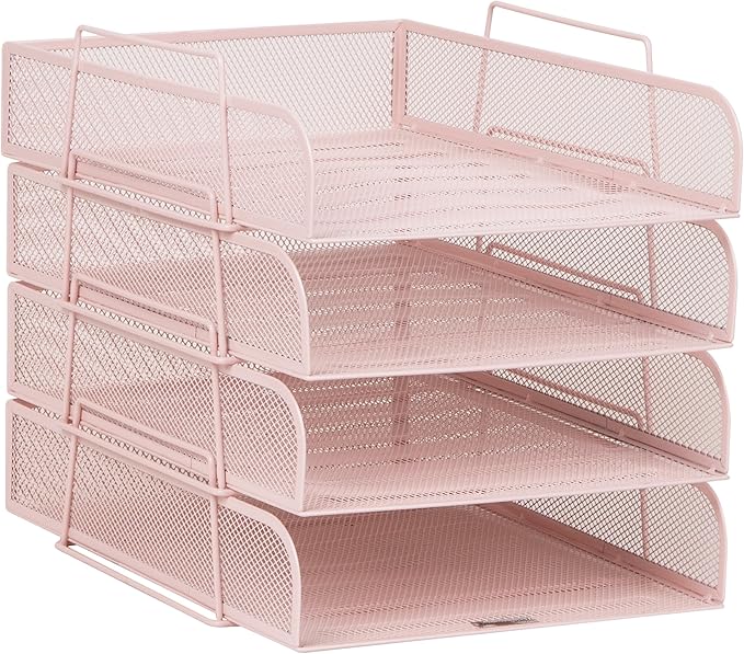 Mind Reader Stackable Paper Tray, Desktop Organizer, File Storage, Metal Mesh - Image 7