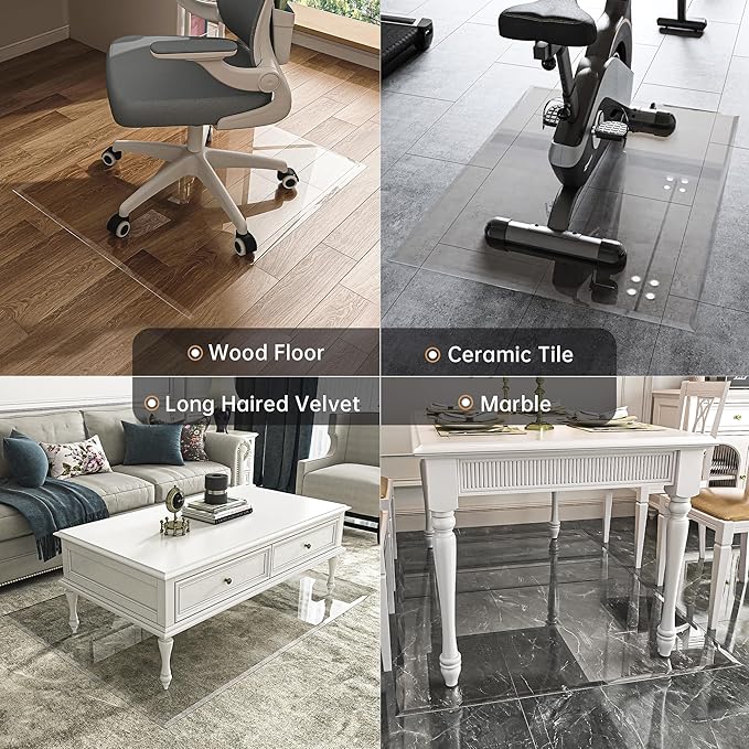 55“ x 46” Beveled Edge Glass Chair Mat - Image 9