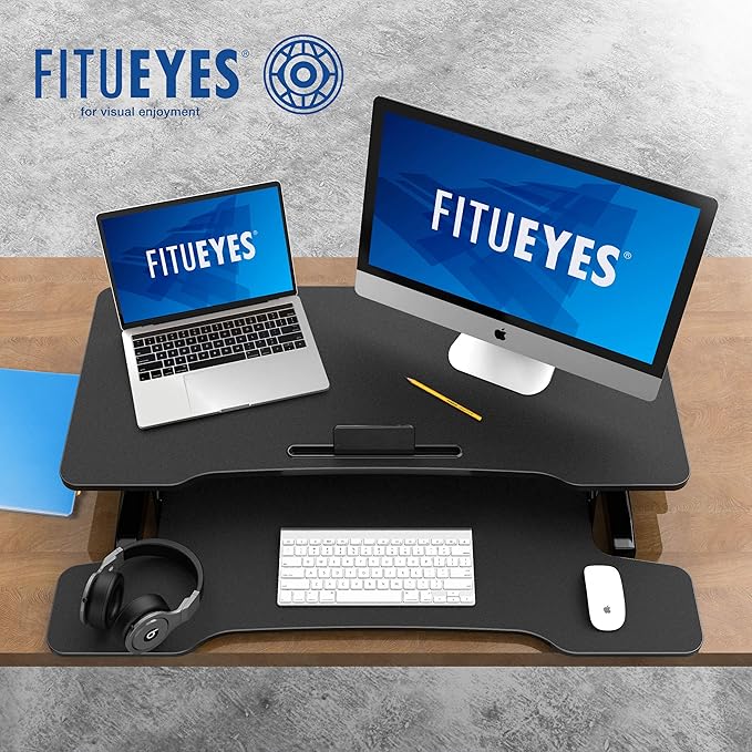 FITUEYES Height Adjustable Standing Desk 36” Wide Sit to Stand Converter Stand - Image 3