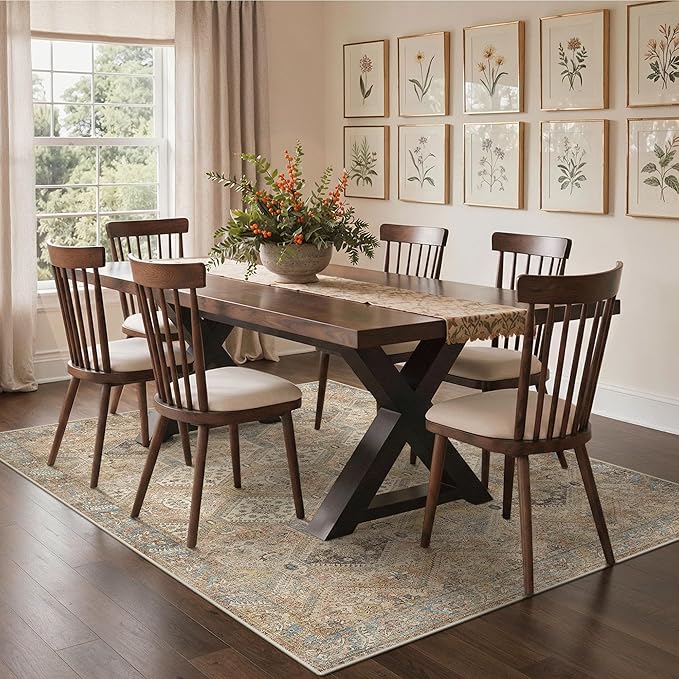 GENIMO 9x12 Area Rugs for Living Room, Machine Washable Non Slip Vintage Rugs - Image 8
