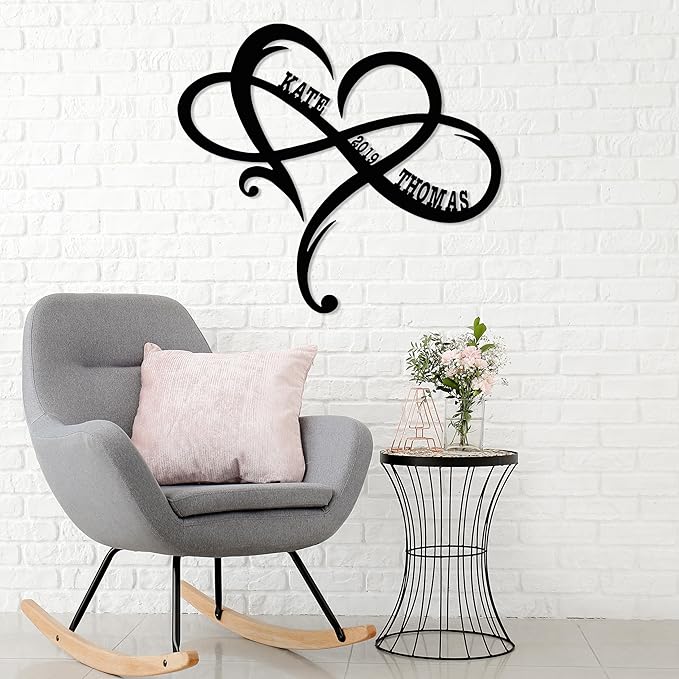 Personalized Valentines Metal Wall Sign, Custom Infinity Heart Love Couple Name - Image 8