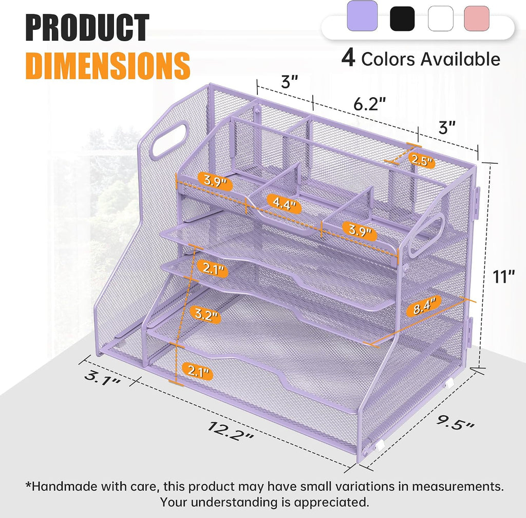 yinghua 5-tier mesh desk organizer and file holder, close-up detail